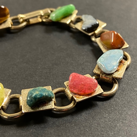 Vintage Natural Stone Earthy Artsy Link Bracelet - Picture 9 of 12